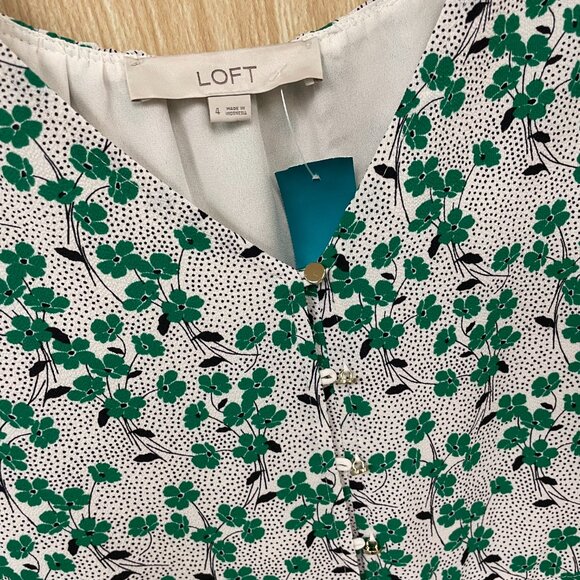 Loft white print dress size 4 - Picture 2 of 4